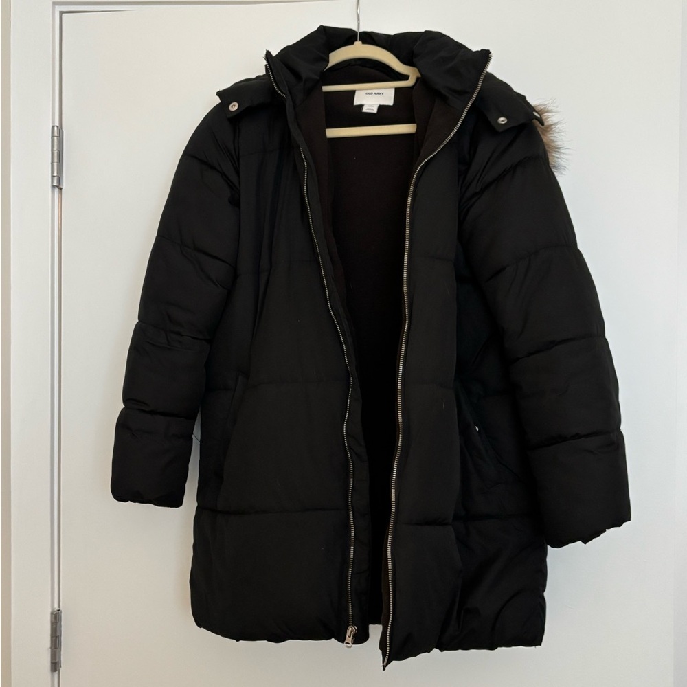 Old Navy Women's Black Hooded Puffer Coat